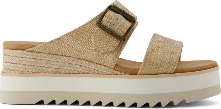 Diana Mule Buckle Wedge Sandal Almond Raffia