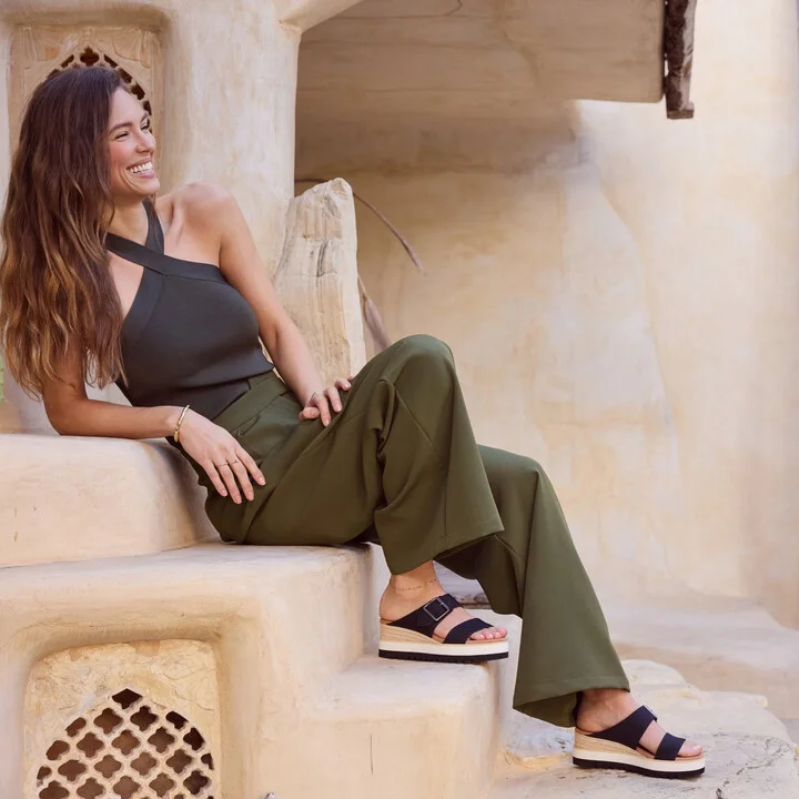 Diana Mule Buckle Wedge Sandal Heavy Canvas - Image 3