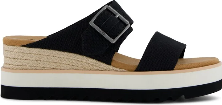 Diana Mule Buckle Wedge Sandal Heavy Canvas