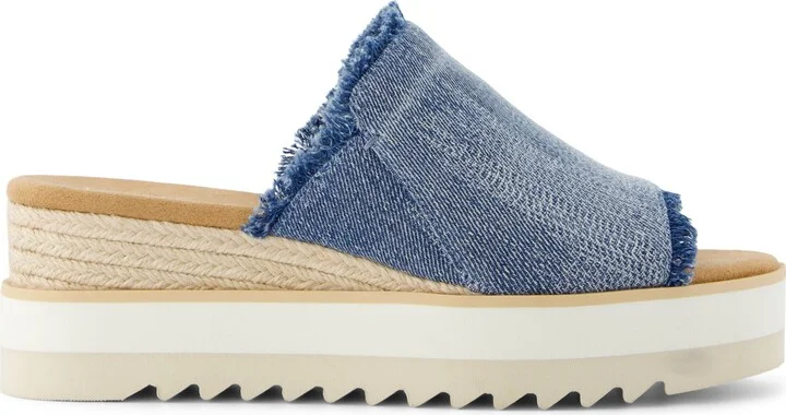 Diana Mule Wedge Sandal Dark Sky Textured Denim - Image 2