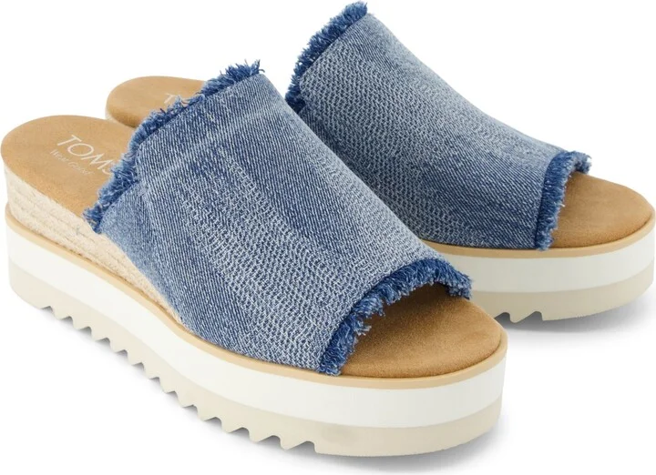 Diana Mule Wedge Sandal Dark Sky Textured Denim - Image 3