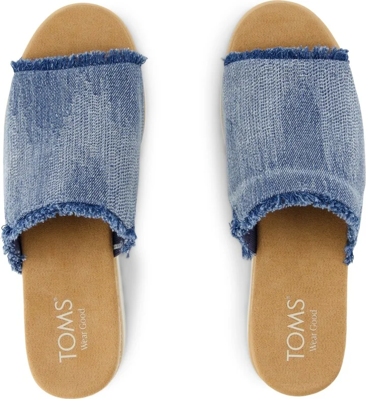 Diana Mule Wedge Sandal Dark Sky Textured Denim - Image 5