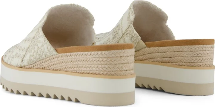 Diana Mule Wedge Sandal Egret Botanical Eyelet - Image 4