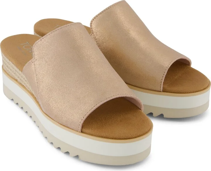 Diana Mule Wedge Sandal Pale Rose Metallic Suede - Image 2