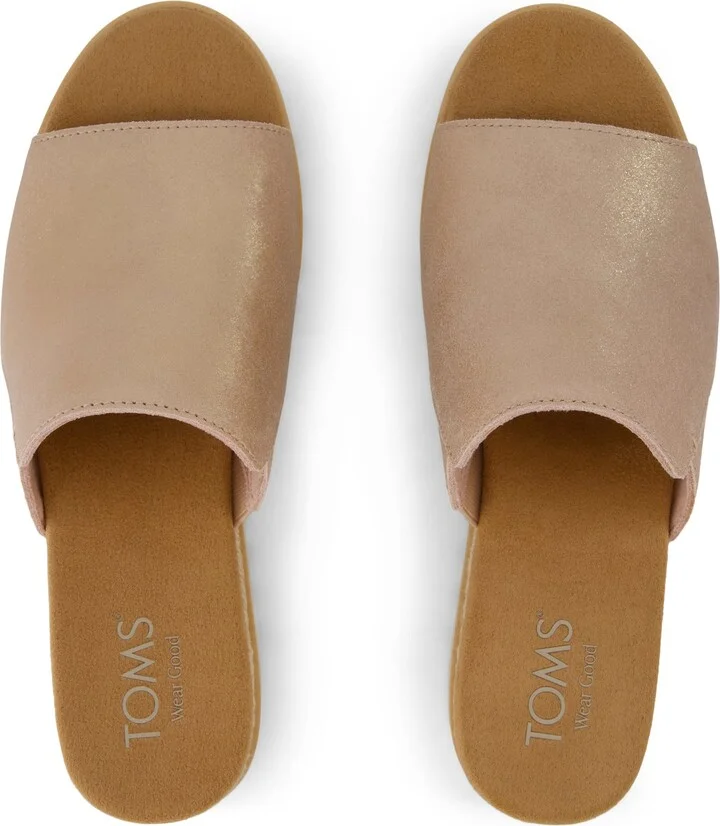 Diana Mule Wedge Sandal Pale Rose Metallic Suede - Image 4