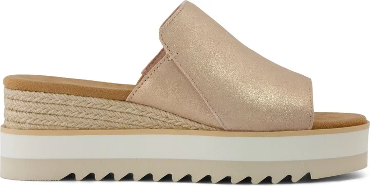Diana Mule Wedge Sandal Pale Rose Metallic Suede
