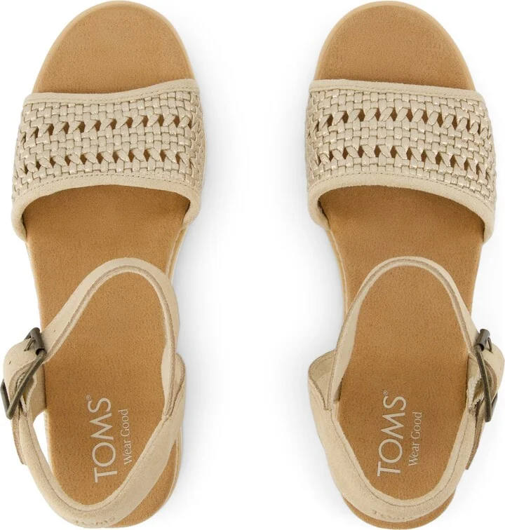 Diana Wedge Sandal Champagne Metallic Basket Weave - Image 5