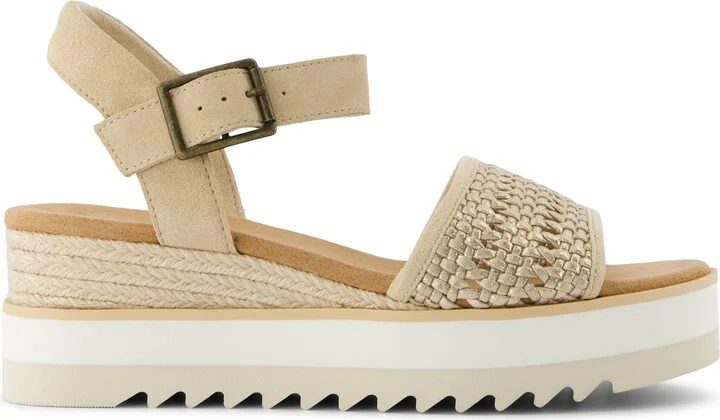Diana Wedge Sandal Champagne Metallic Basket Weave