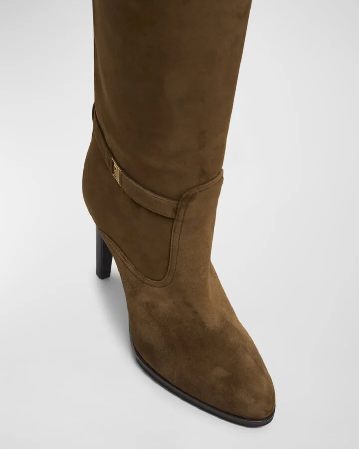 Diane Suede YSL Buckle Knee Boots - Image 8