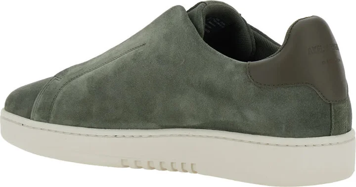 'dice' Green Low Top Laceless Sneakers With Logo Lettering On The Side In Suede Man - Image 3