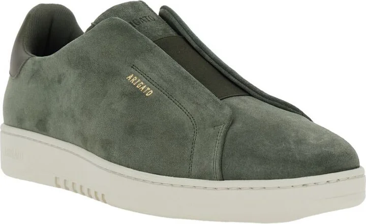 'Dice' Green Low Top Laceless Sneakers With Logo Lettering On The Side In Suede Man - Image 2