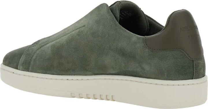 'Dice' Green Low Top Laceless Sneakers With Logo Lettering On The Side In Suede Man - Image 3