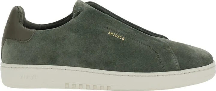'Dice' Green Low Top Laceless Sneakers With Logo Lettering On The Side In Suede Man