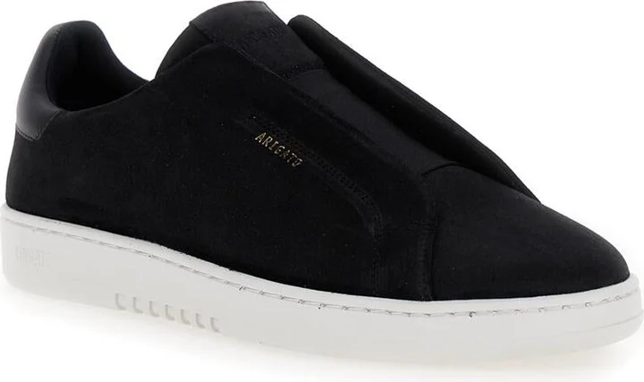 'Dice Laceless' Black Low Top Slip-On Sneakers In Suede Man