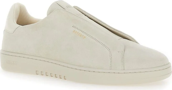 'Dice Laceless' White Low Top Slip-On Sneakers In Suede Man
