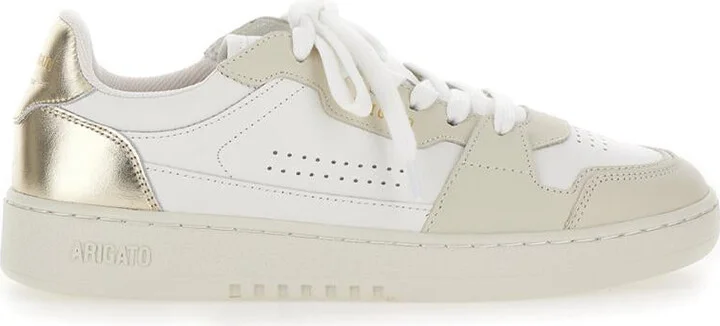 'Dice Lo' White Sneakers With Logo Detail And Metallic Heel Tab In Suede And Leather Woman