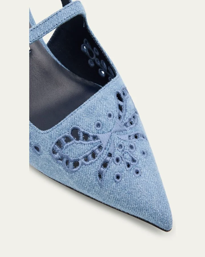 Didi 45 Embroidered Chambray Slingback Pumps - Image 5