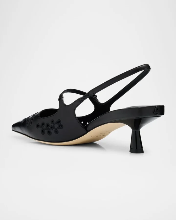 Didi 45 Leather Embroidered Slingback Pumps - Image 4