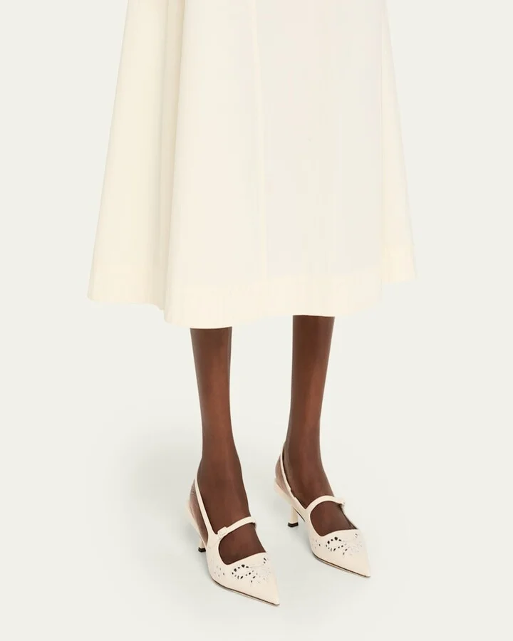 Didi 45 Leather Embroidered Slingback Pumps - Image 3