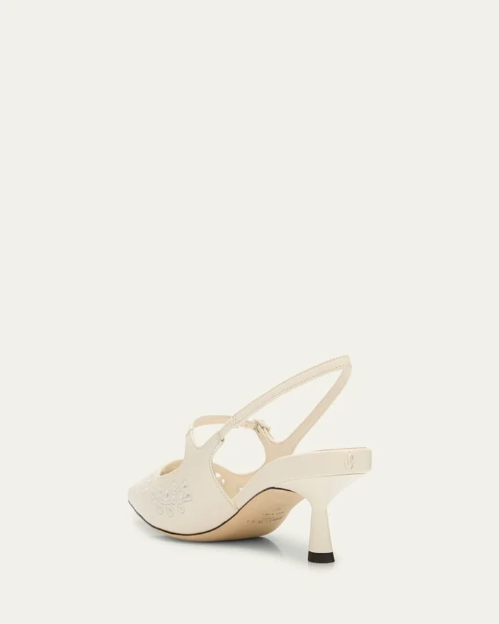 Didi 45 Leather Embroidered Slingback Pumps - Image 4