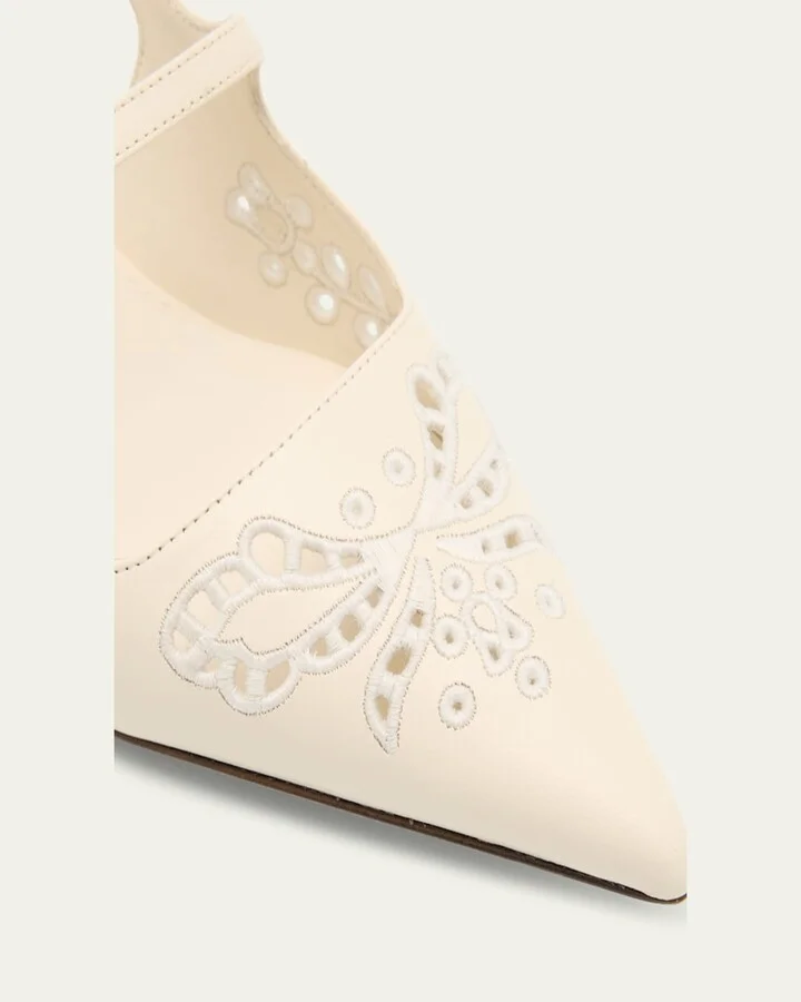 Didi 45 Leather Embroidered Slingback Pumps - Image 6