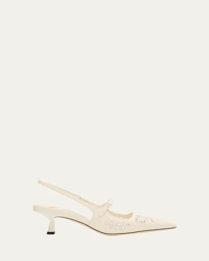 Didi 45 Leather Embroidered Slingback Pumps