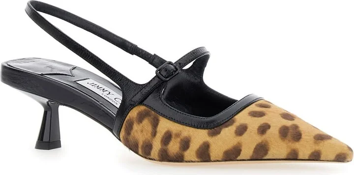 'didi' Brown Slingback Pumps With Leopard Motif And Sculpted Heel In Leather Woman - Image 2