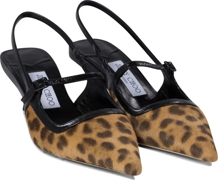 'Didi' Brown Slingback Pumps With Leopard Motif And Sculpted Heel In Leather Woman - Image 2