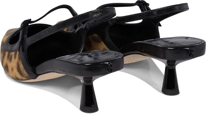 'Didi' Brown Slingback Pumps With Leopard Motif And Sculpted Heel In Leather Woman - Image 4