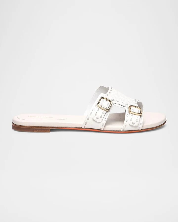Didi Double-Monk Flat Slide Sandals