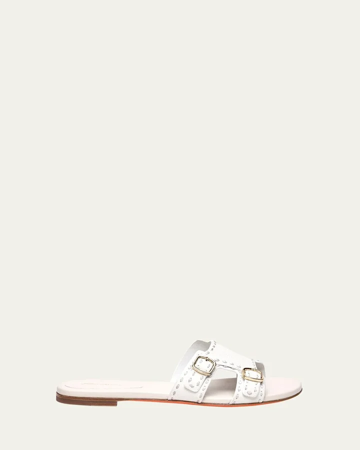 Didi Double-Monk Flat Slide Sandals
