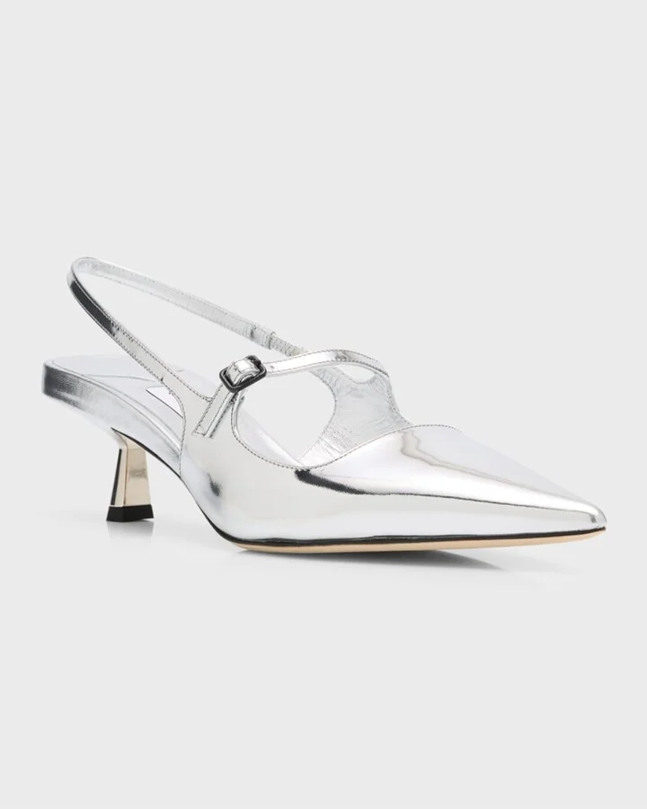 Didi Metallic Mary Jane Slingback Pumps - Image 7