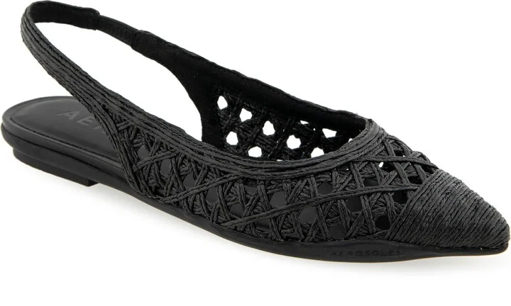 Diego Slingback Pointed Cap Toe Raffia Flat