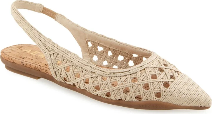 Diego Slingback Pointed Cap Toe Raffia Flat