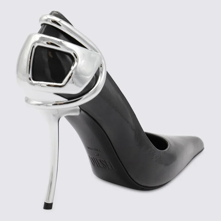 Diesel Black And Silver Leather Pumps - Image 3