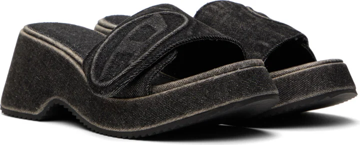 Diesel Black Sa-Oval D Pf W Heeled Sandals - Image 4