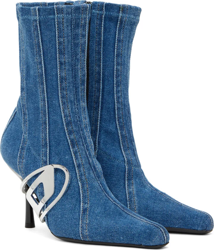 Diesel Blue D-Eclipse Bt C Denim Ankle Boot - Image 4