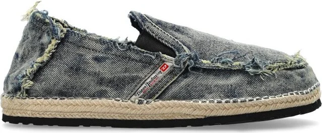 Diesel D-Lukas Esp Distressed Denim Espadrille Loafers