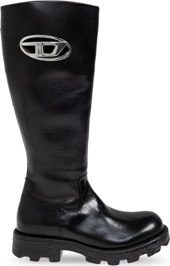 Diesel Oval D Logo Plaque Knee-Length Boots