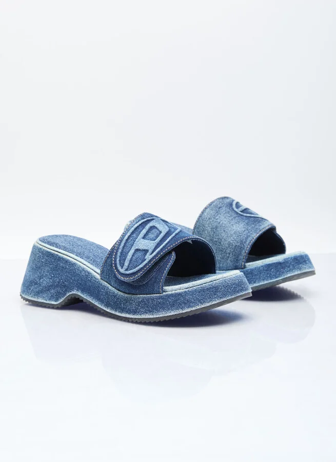 Diesel Sa-oval Platform Slides - Woman Slides Blue Eu - 36 - Image 3