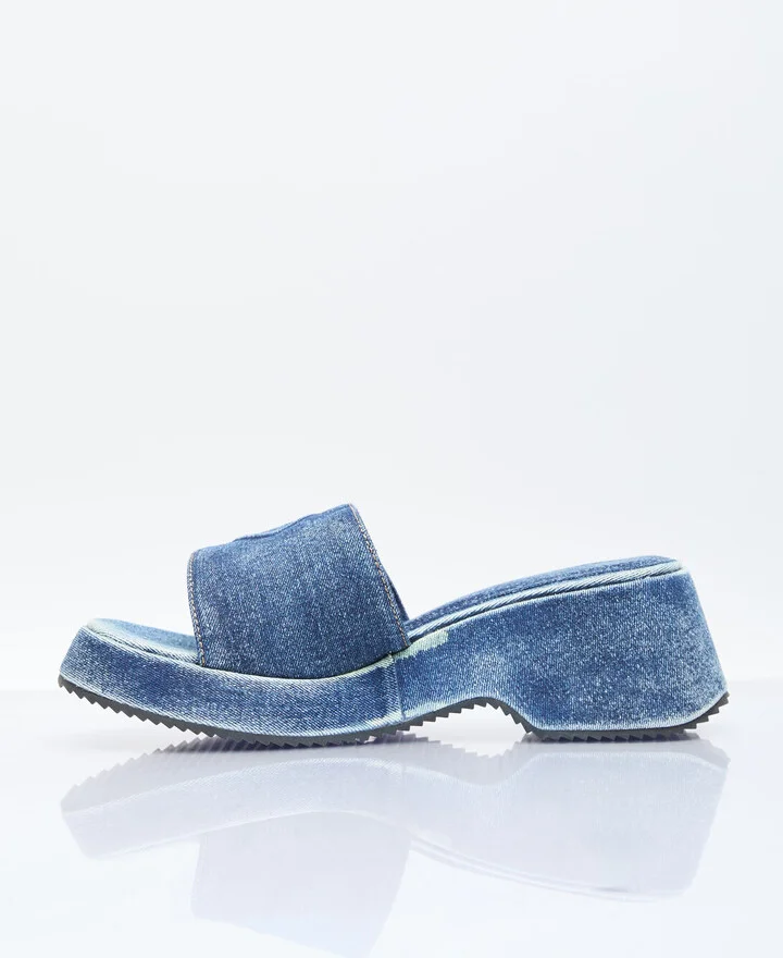 Diesel Sa-oval Platform Slides - Woman Slides Blue Eu - 36 - Image 4