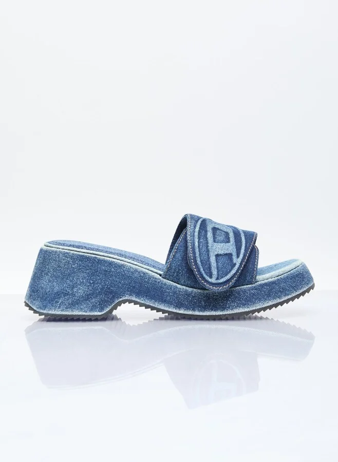 Diesel Sa-oval Platform Slides - Woman Slides Blue Eu - 36