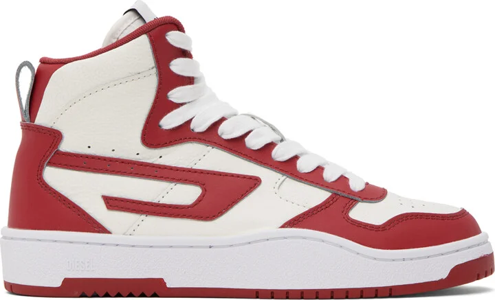 Diesel White & Red S-Ukiyo V2 Mid Sneakers