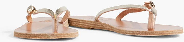 Dihalo buckled metallic leather flip flops - Image 2
