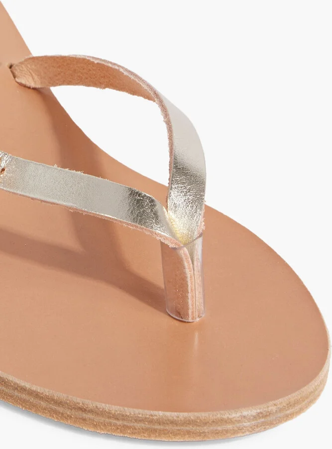 Dihalo buckled metallic leather flip flops - Image 4