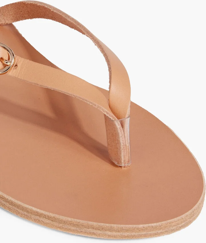 Dihalo buckled metallic leather flip flops - Image 7