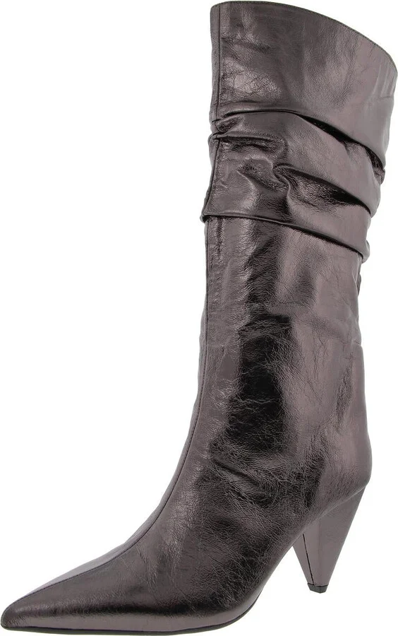 Diiannaa Womens Slouchy Faux Leather Knee-High Boots
