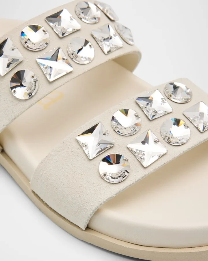 Dilys Two-Band Embellished Suede Sandals - Image 8
