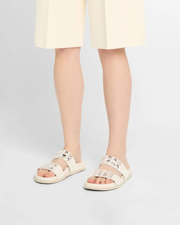 Dilys Two-Band Embellished Suede Sandals - Image 9