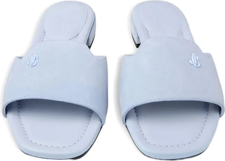Dina logo-embellished suede flat sandals - Image 4